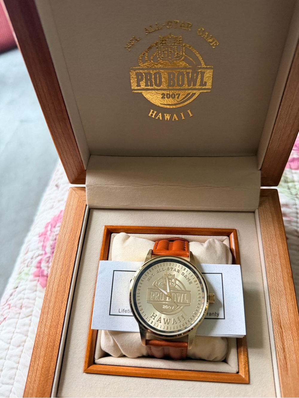 NFL player Marvin Harrison Pro Bowl 2007 Hawaii Men's Watch -Brown Leather Strap